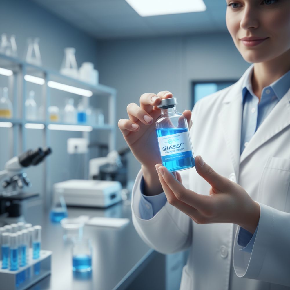 Profesional de la salud sosteniendo medicación especializada en un entorno clínico profesional