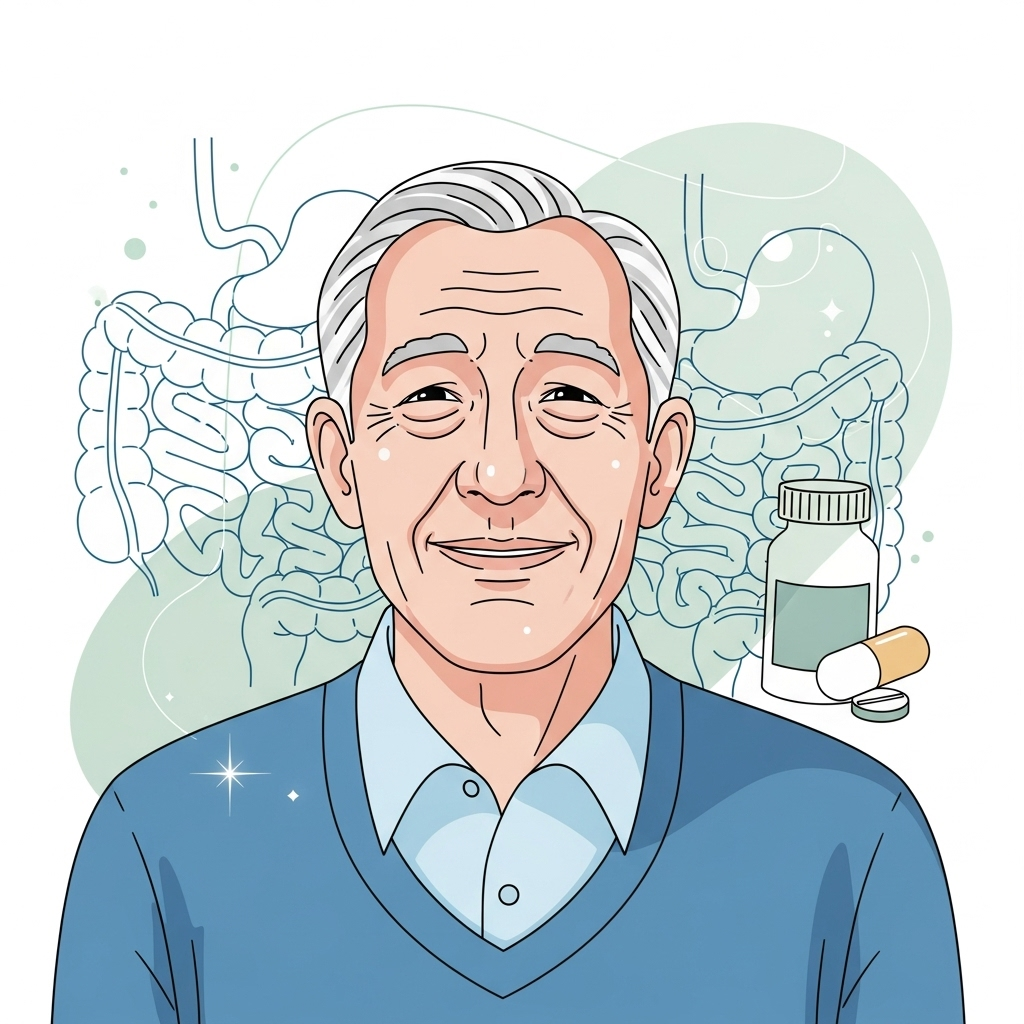 Ilustración de una persona con dolor abdominal o sistema digestivo, simbolizando la colitis ulcerosa y la necesidad de cobertura de medicamentos