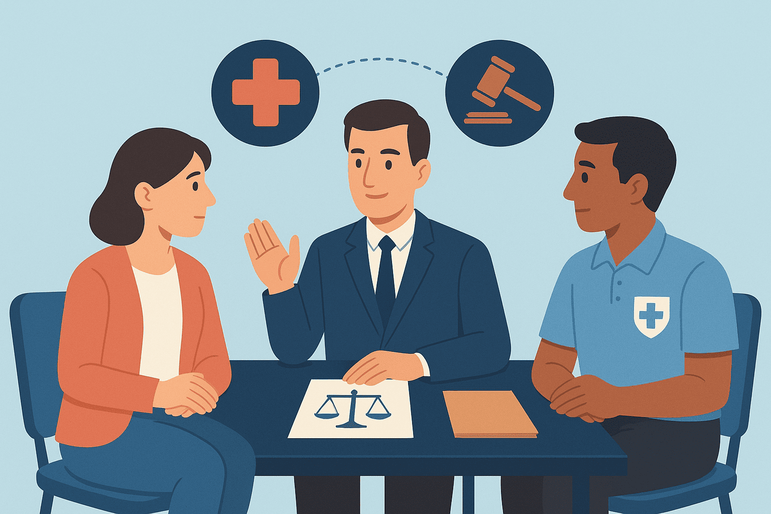 Ilustración del procedimiento PROMESA de mediación prejudicial en salud Argentina, mostrando la resolución alternativa de conflictos sanitarios